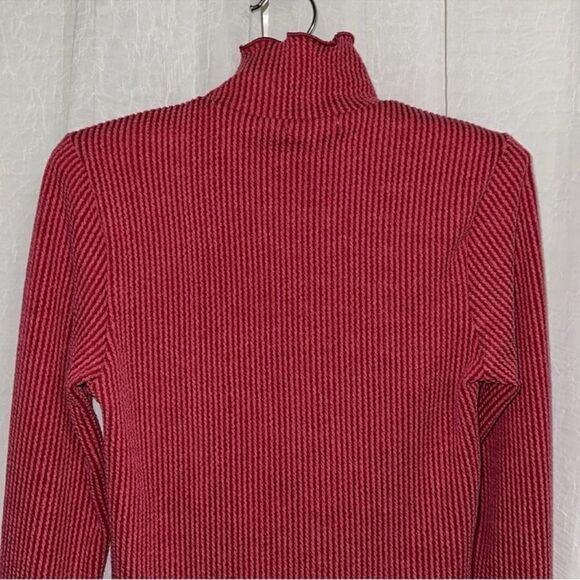 Moa Moa S Cranberry Red Ribbed Mock neck Long Sleeve Top - Picture 4 of 9